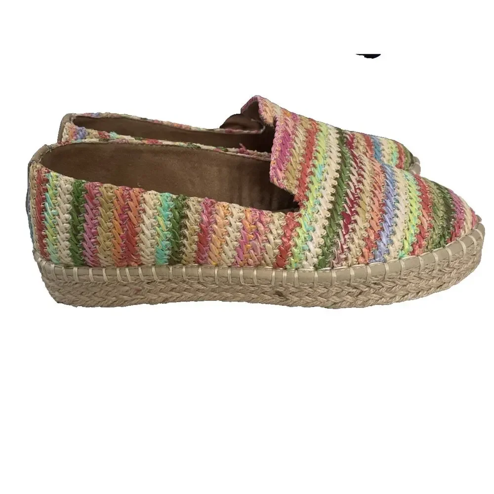 Joie Cara Raffia Espadrilles Women’s Sz 8 Multicolor Rainbow Flats Slip on NEW - Picture 3 of 9